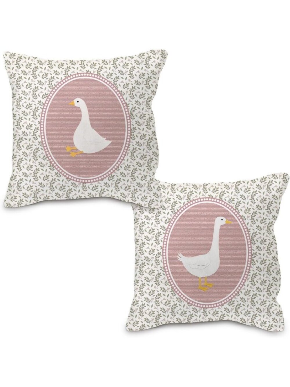 Vintage Floral Goose Pillow Covers 18x18, Baby Girl Nursery Decor, Set of 2